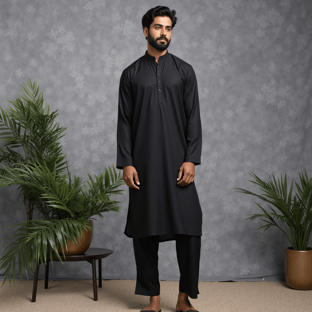 Black Color|All-Season Wash & Wear|4 Meters | Mens Unstitched Collection Price Tag