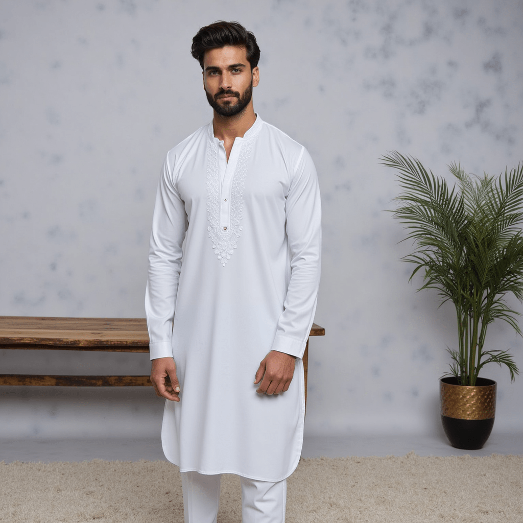 Egg White Color| All-Season Wash & Wear| 4 Meters | Mens Unstitched Collection Price Tag