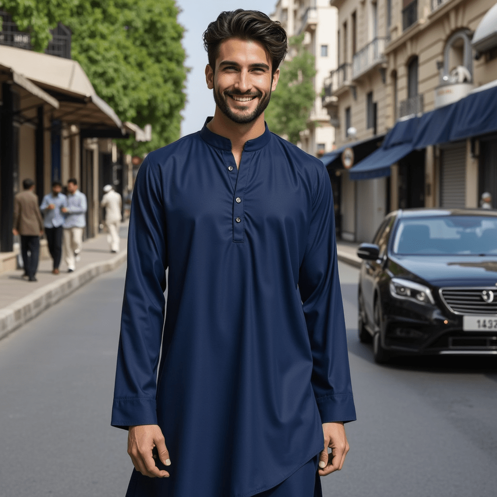 Navy Blue Color| All-Season Wash & Wear |4 Meters | Mens Unstitched Collection Price Tag